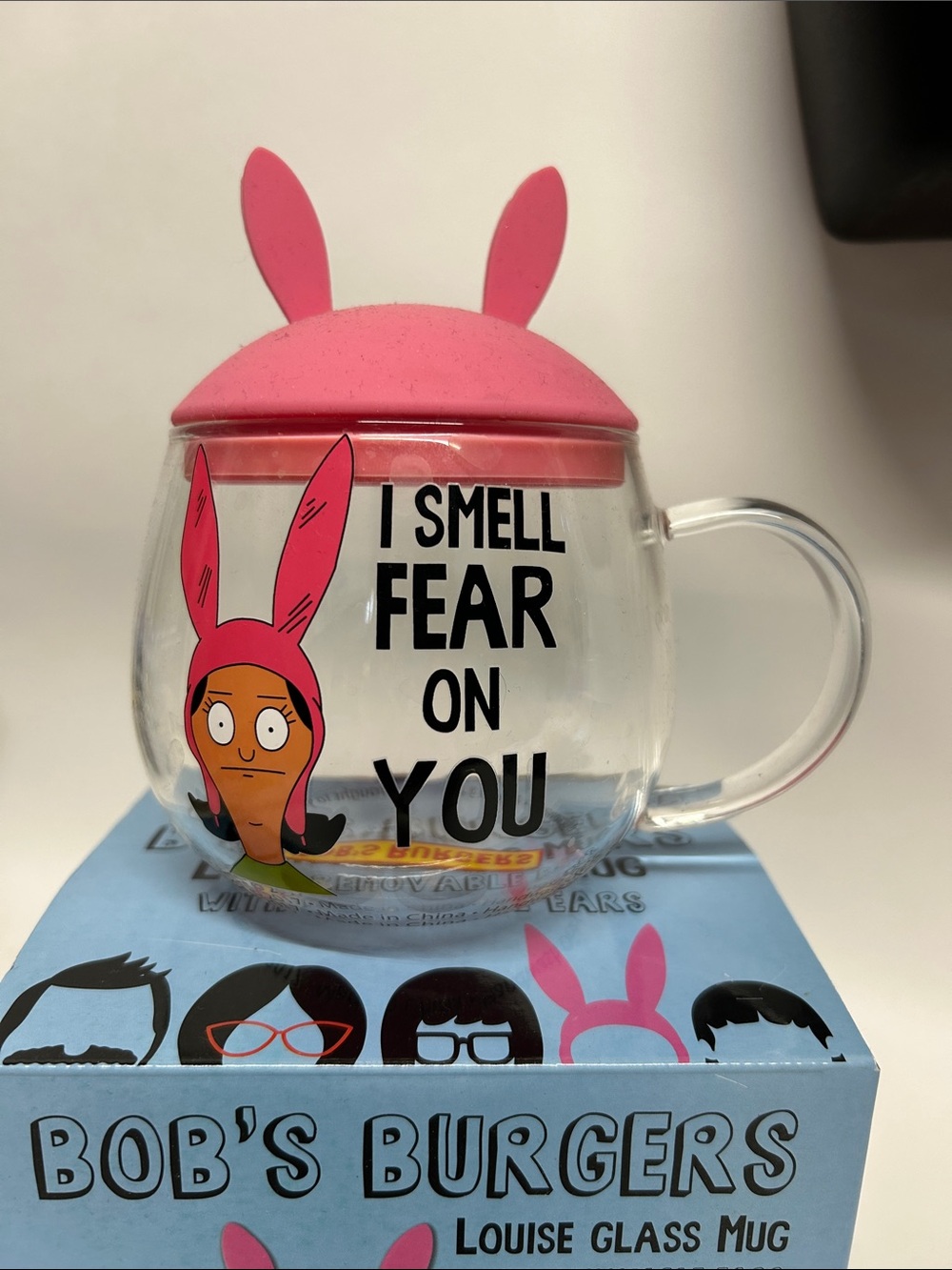 Bob's Burgers Louise Glass Mug - Pink Bunny Ear Lid
